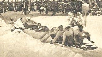 early bobsled race, public domain photo