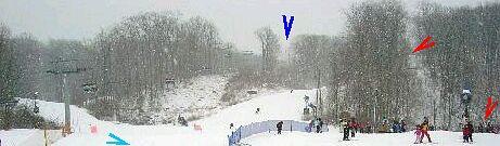 photo pointing out past layout at Great Gorge ski area