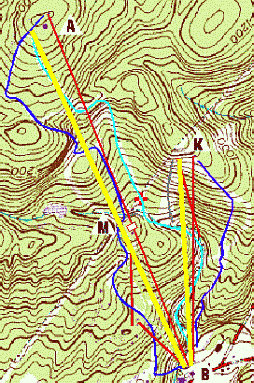 trails and original lifts at Great Gorge ski area shown in relation to current lifts at Mountain Creek