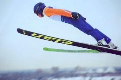 ski jumper showing the V style.  Photo courtesy wikipedia