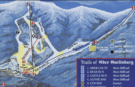 trail map of Ober Gatlinburg ski area