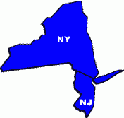 Clickable skiers Map of New York and New Jersey