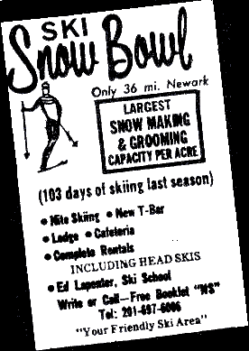 newspaper ad for snow bowl lost ski area